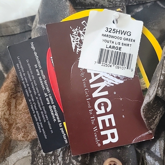 NWT Realtree Hardwood Green Camo Hunting Youth Large Button Down Shirt - Picture 4 of 4